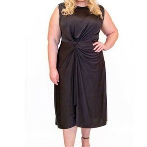 Coldensin Black Sleeveless Twist Midi Dress
